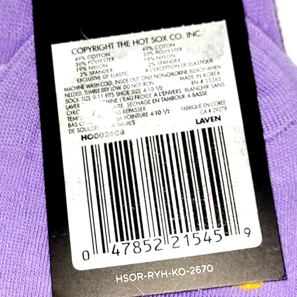 New Ice Tea Hotsox Socks - New With Tags, Purple Lavender Color - Picture 3 of 4